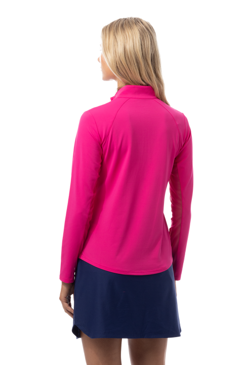 SOLTEK LUX LONG-SLEEVE SOLID MOCK. FUCHSIA PINK. 900622