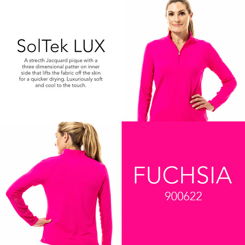 SOLTEK LUX LONG-SLEEVE SOLID MOCK. FUCHSIA PINK. 900622