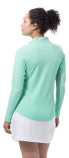 SANSOLEIL 1/4 ZIP LONG-SLEEVE SOLID MOCK. MINT. 900622 - SanSoleil