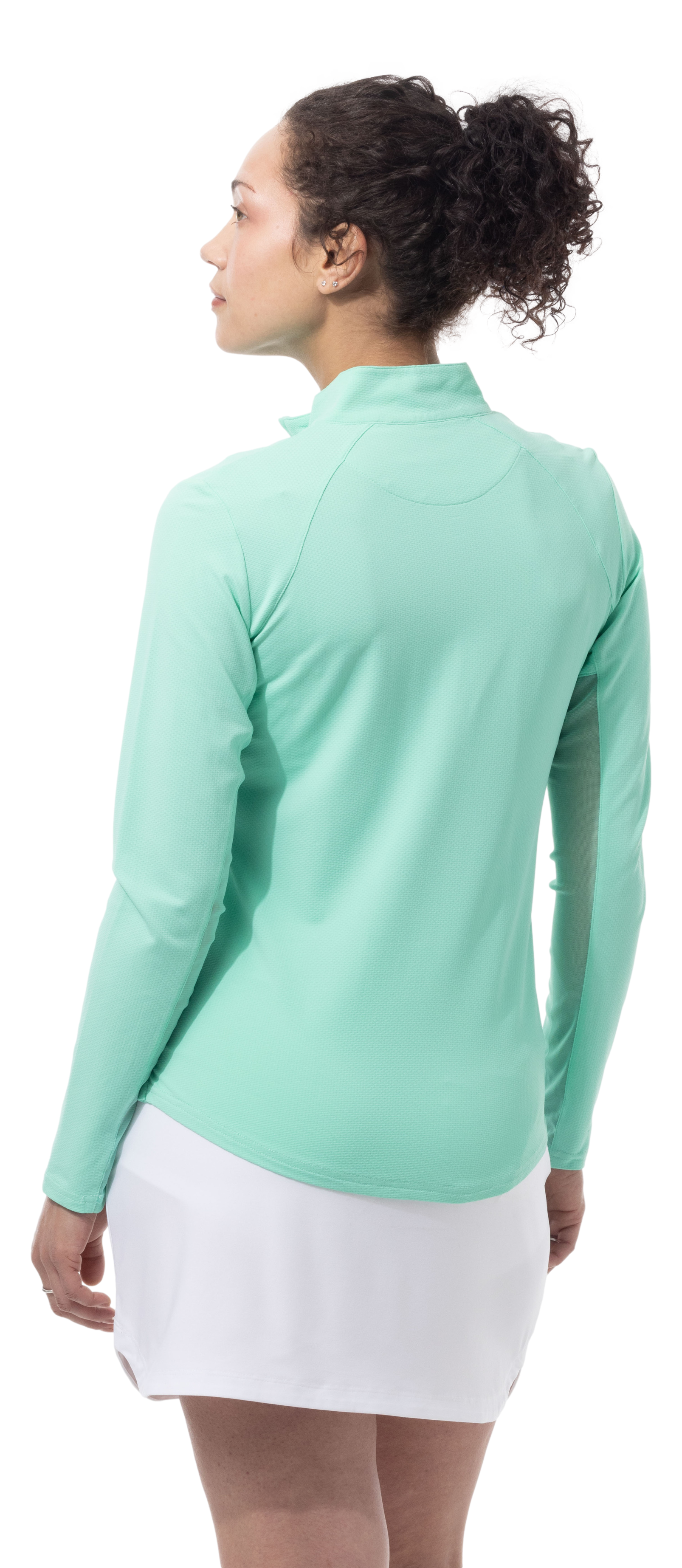 SANSOLEIL 1/4 ZIP LONG-SLEEVE SOLID MOCK. MINT. 900622 - SanSoleil