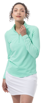 SANSOLEIL 1/4 ZIP LONG-SLEEVE SOLID MOCK. MINT. 900622 - SanSoleil