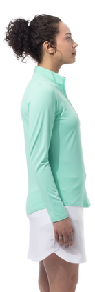 SANSOLEIL 1/4 ZIP LONG-SLEEVE SOLID MOCK. MINT. 900622 - SanSoleil