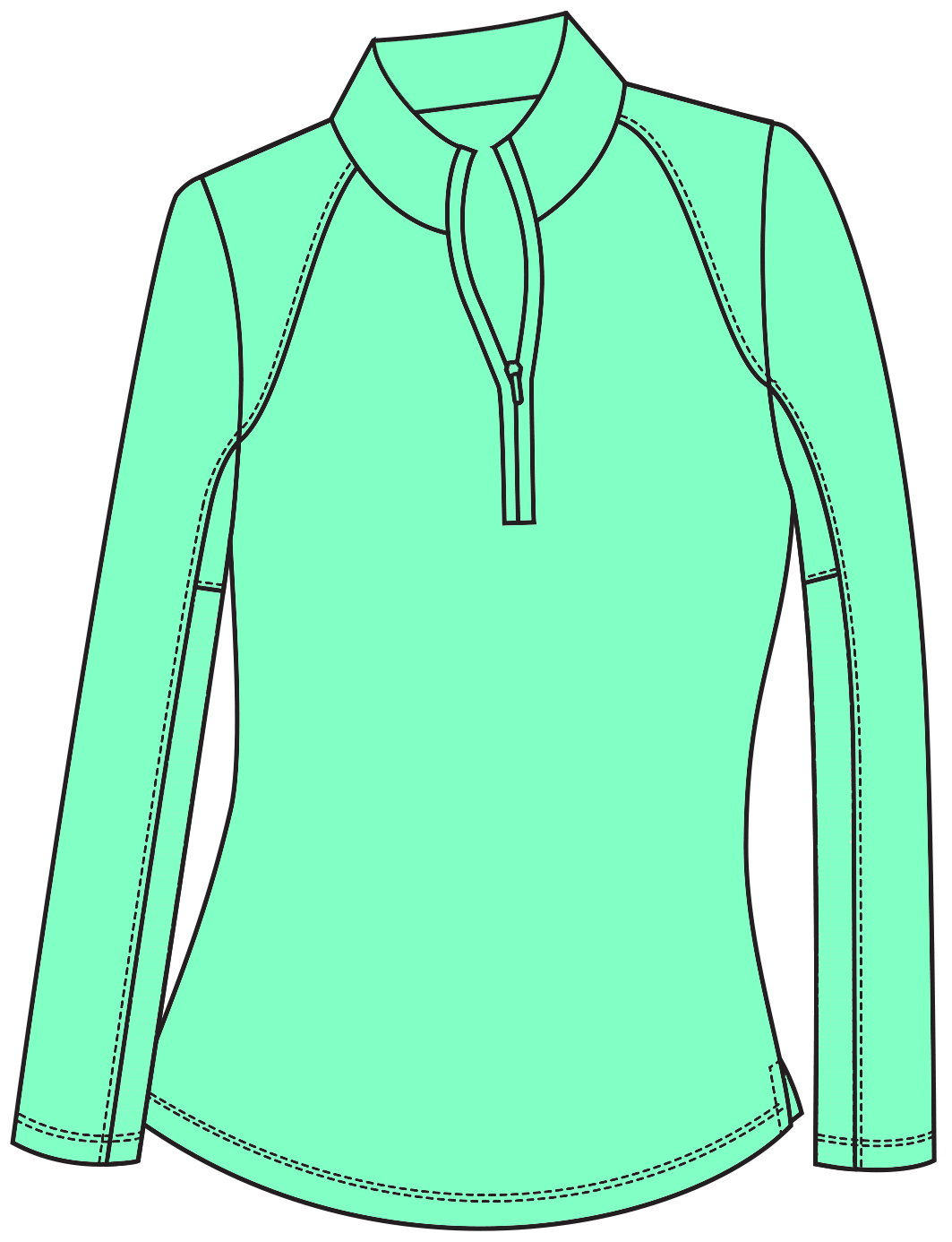 SANSOLEIL 1/4 ZIP LONG-SLEEVE SOLID MOCK. MINT. 900622 - SanSoleil