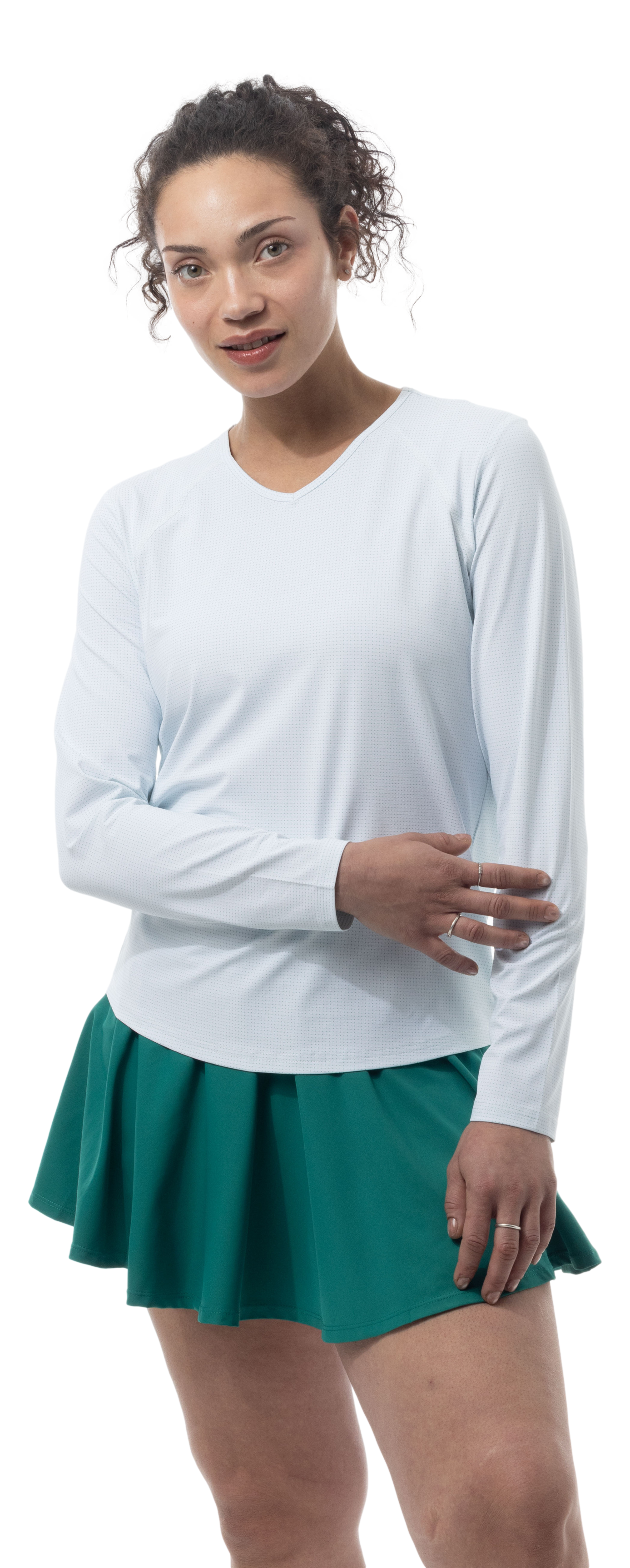 SOLAIR COOL ULTRA-MESH ACTIVE TOP. WHITE / VARSITY GREEN. DOT. 900624D - SanSoleil