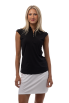 SANSOLEIL 1/4 ZIP SLEEVELESS SOLID MOCK. BLACK.  900627 - SanSoleil