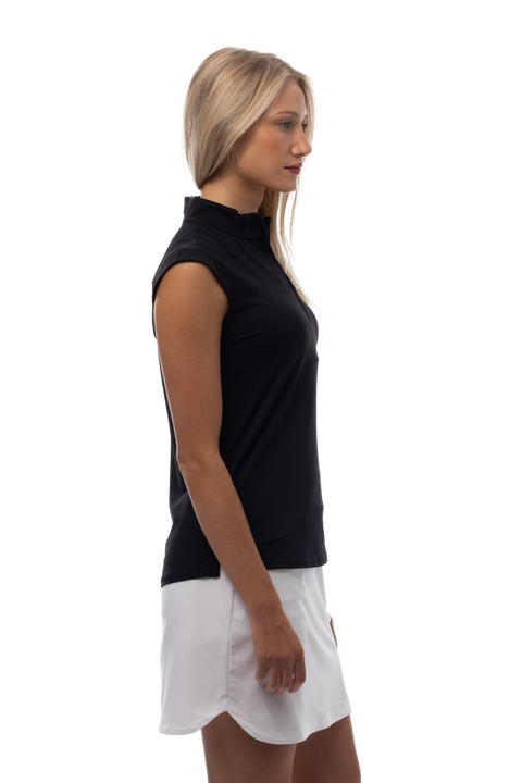 SOLTEK LUX SLEEVELESS SOLID MOCK. BLACK. 900627