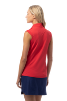 SANSOLEIL 1/4 ZIP SLEEVELESS SOLID MOCK. TRUE RED.  900627 - SanSoleil