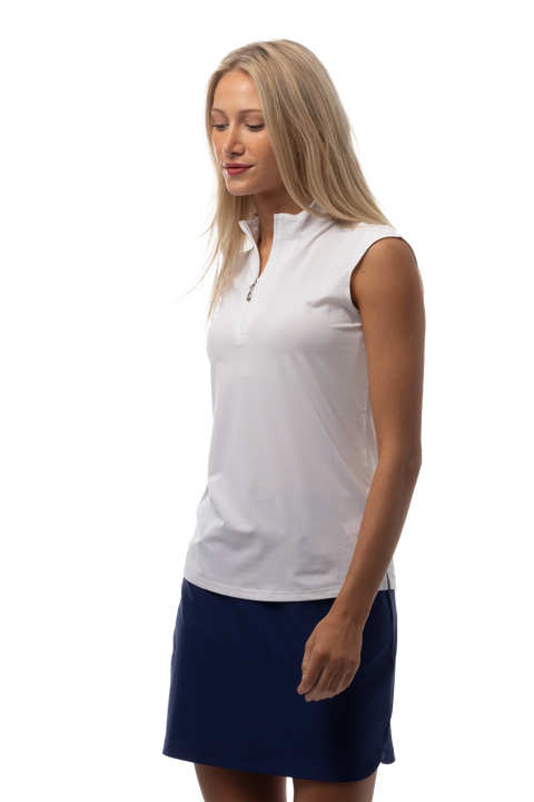 SOLTEK LUX SLEEVELESS SOLID MOCK. WHITE.  900627