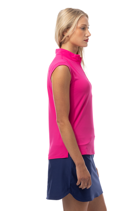 SOLTEK LUX SLEEVELESS SOLID MOCK. FUCHSIA. 900627