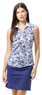 Soltek Lux Sleeveless Print Mock. KEYWEST NAVY-  900627P