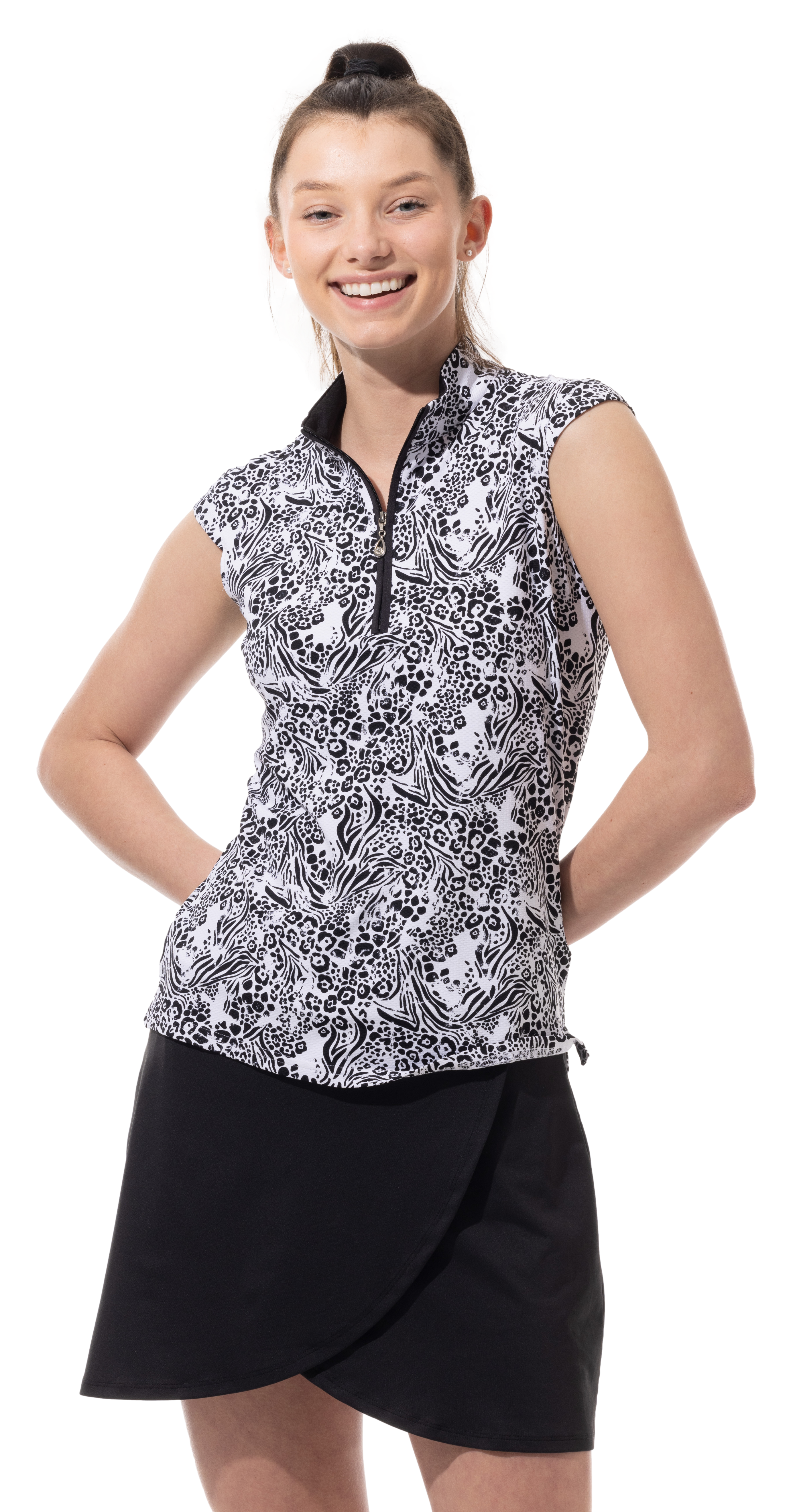 SOLTEK LUX SLEEVELESS PRINT MOCK. KINGDOM. BLACK - 900627P