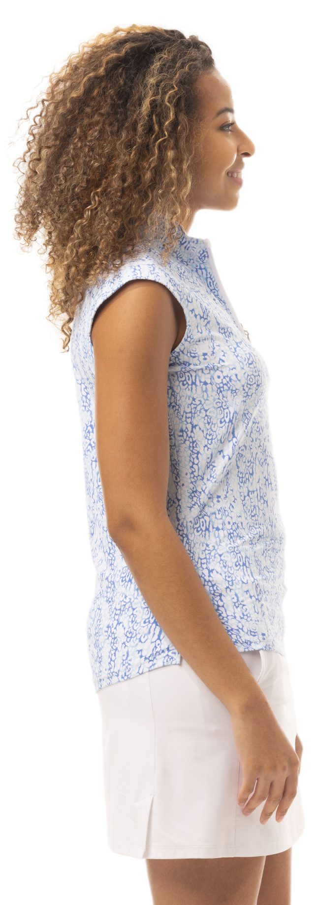 SOLTEK LUX SLEEVELESS PRINT MOCK. ZANZIBAR. BLUE. 900627P - SanSoleil