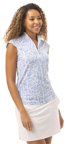 SOLTEK LUX SLEEVELESS PRINT MOCK. ZANZIBAR. BLUE. 900627P - SanSoleil