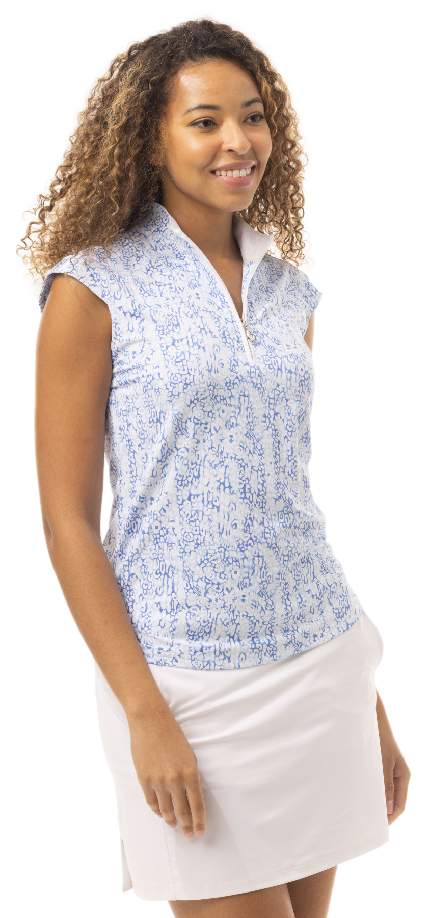SOLTEK LUX SLEEVELESS PRINT MOCK. ZANZIBAR. BLUE. 900627P - SanSoleil