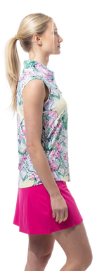 SANSOLEIL 1/4 ZIP SLEEVELESS PRINT MOCK. GIRLS TRIP. MULTI.  900627P - SanSoleil