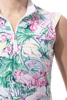 SANSOLEIL 1/4 ZIP SLEEVELESS PRINT MOCK. GIRLS TRIP. MULTI.  900627P - SanSoleil
