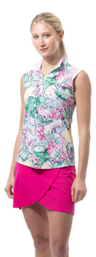 SANSOLEIL 1/4 ZIP SLEEVELESS PRINT MOCK. GIRLS TRIP. MULTI.  900627P - SanSoleil