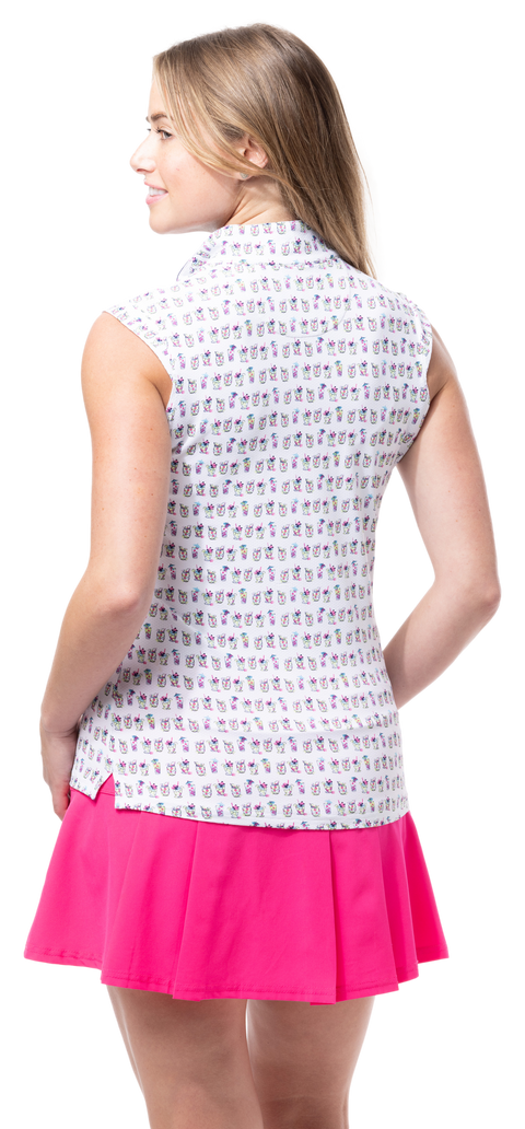 SOLTEK LUX SLEEVELESS PRINT MOCK. BAYBREEZE .  900627P