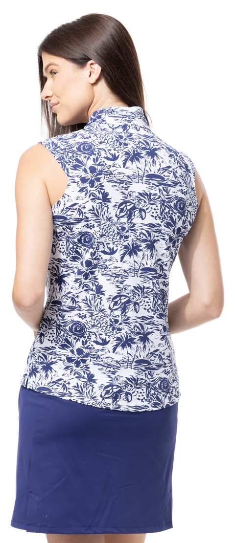 SOLTEK LUX SLEEVELESS PRINT MOCK. KEYWEST NAVY.  900627P