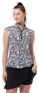 SOLTEK LUX SLEEVELESS PRINT MOCK. KINGDOM. BLACK .  900627P - SanSoleil