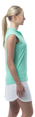 SOLTEK LUX 1/4 ZIP SLEEVELESS SOLID MOCK. MINT.  900627 - SanSoleil