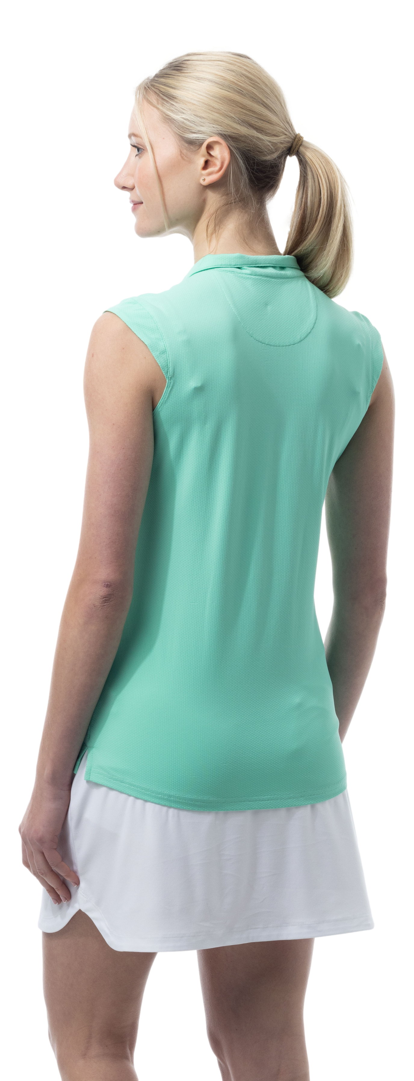 SOLTEK LUX 1/4 ZIP SLEEVELESS SOLID MOCK. MINT.  900627 - SanSoleil