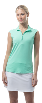 SOLTEK LUX 1/4 ZIP SLEEVELESS SOLID MOCK. MINT.  900627 - SanSoleil