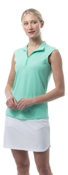 SOLTEK LUX 1/4 ZIP SLEEVELESS SOLID MOCK. MINT.  900627 - SanSoleil