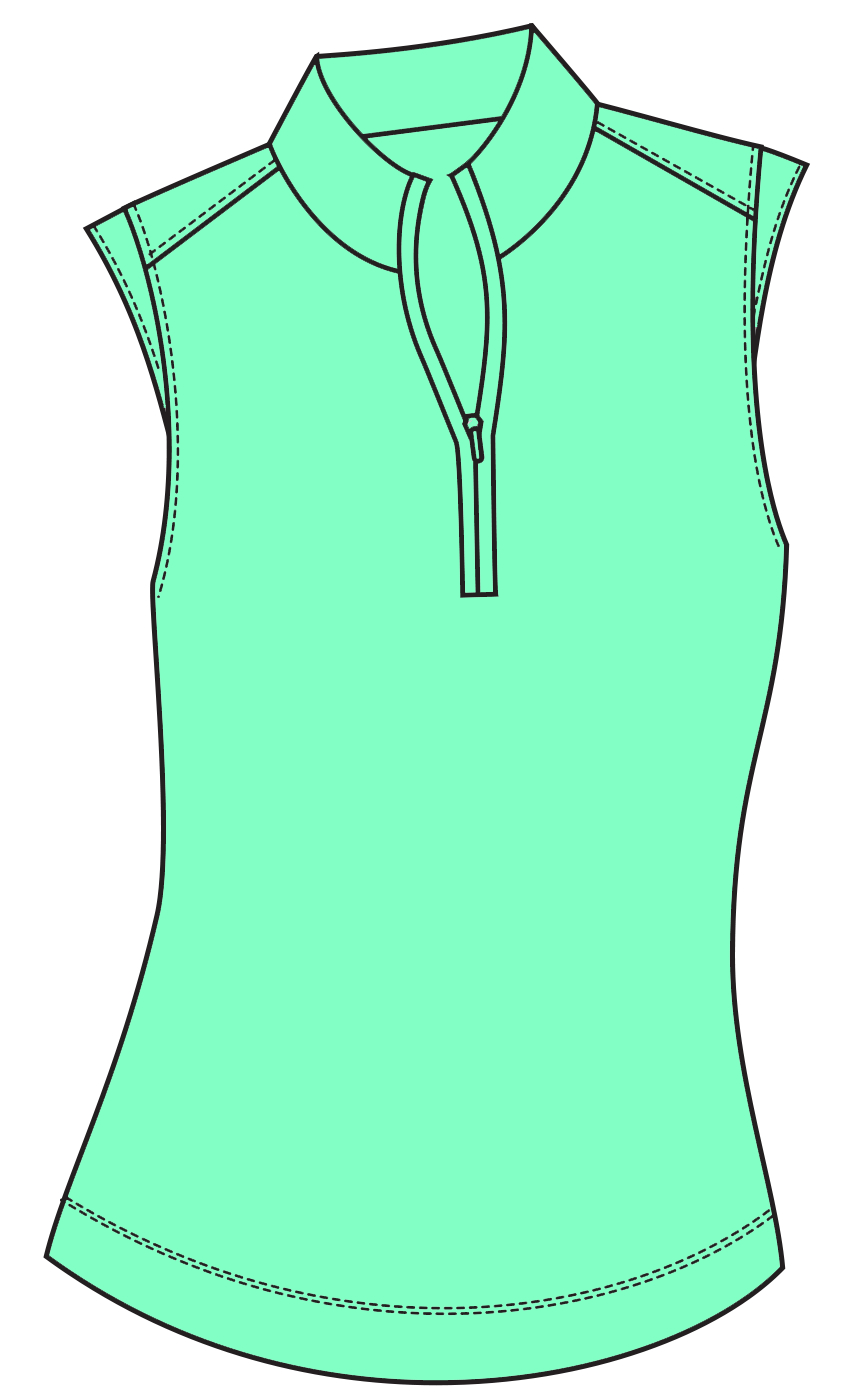 SOLTEK LUX 1/4 ZIP SLEEVELESS SOLID MOCK. MINT.  900627 - SanSoleil