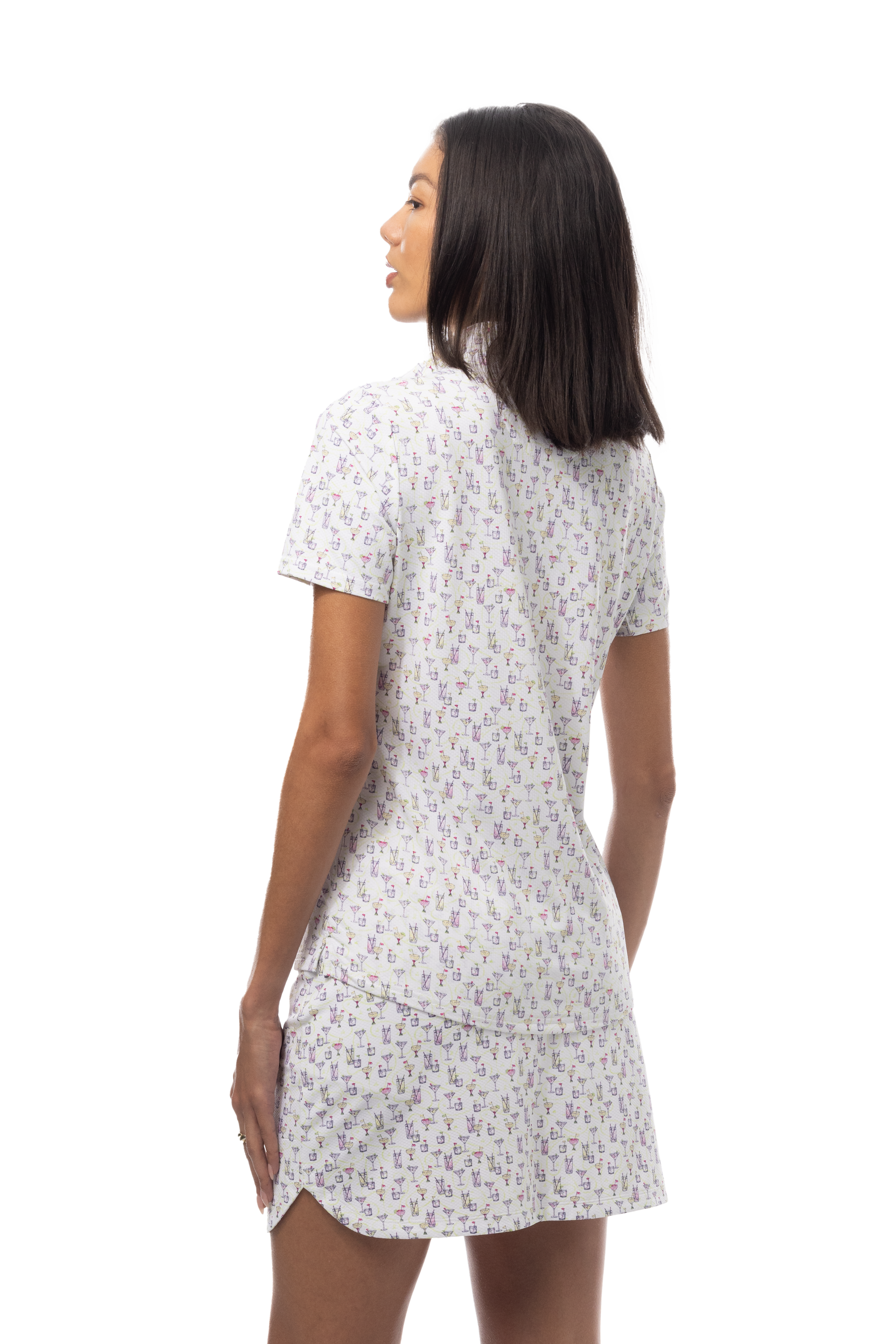 SanSoleil 1/4 Zip Short Sleeve Print Mock. CADDY COOLER. MULTI. 900628 - SanSoleil