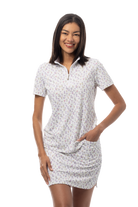 SanSoleil 1/4 Zip Short Sleeve Print Mock. CADDY COOLER. MULTI. 900628 - SanSoleil