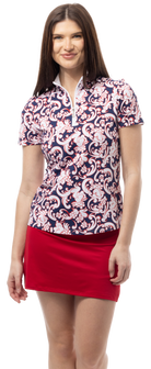 Soltek Lux Short Sleeve Print Mock. PAISLEY PARK. NAVY RED. 900628 - SanSoleil