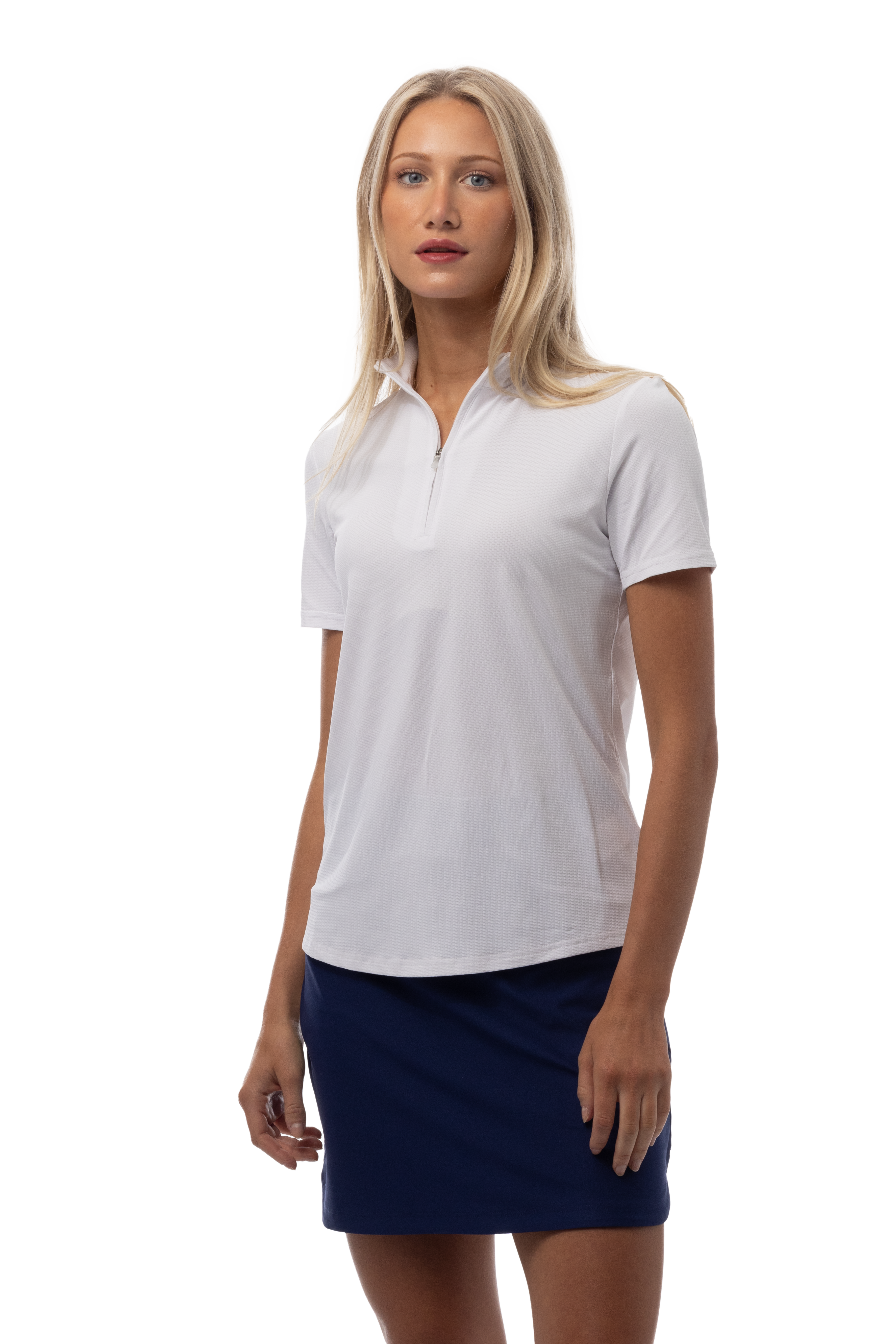 SOLTEK LUX SHORT SLEEVE MOCK. WHITE. 900628S - SanSoleil