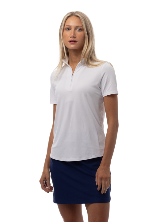 SOLTEK LUX SHORT SLEEVE MOCK. WHITE. 900628S