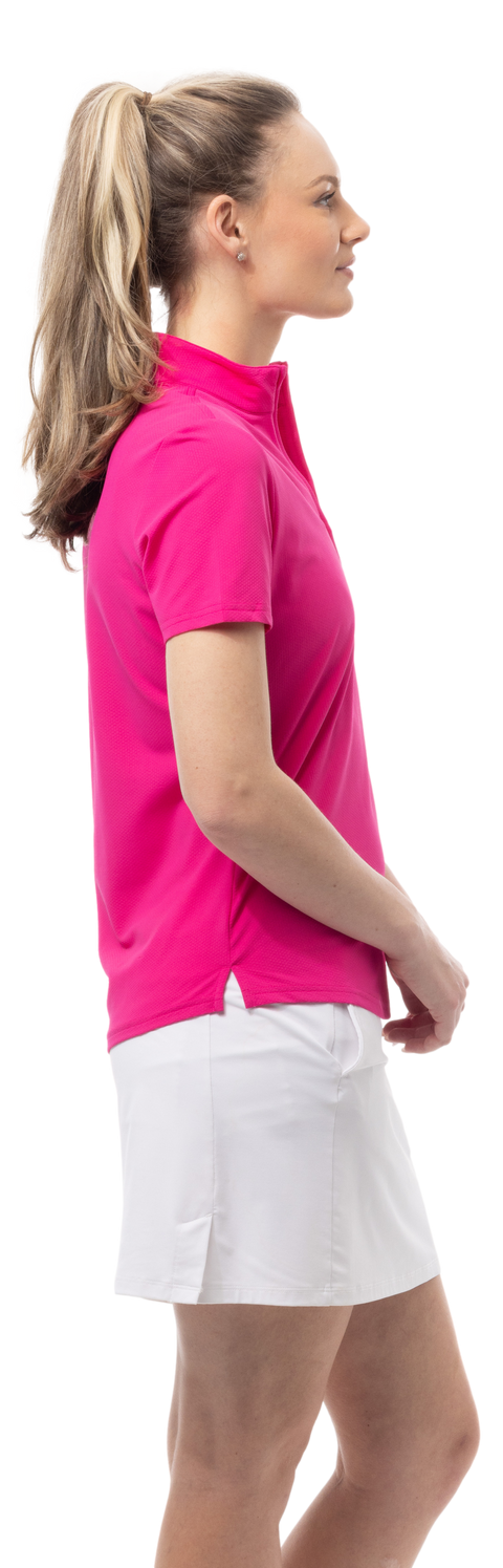 SOLTEKLUX SHORT SLEEVE SOLID MOCK. FUCHSIA. 900628S