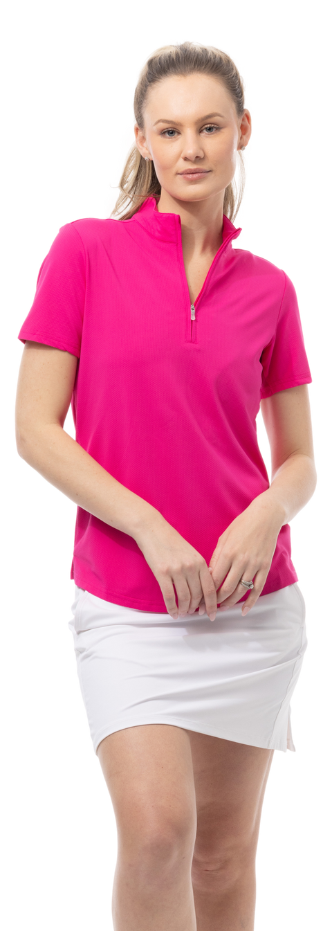 SOLTEKLUX SHORT SLEEVE SOLID MOCK. FUCHSIA. 900628S