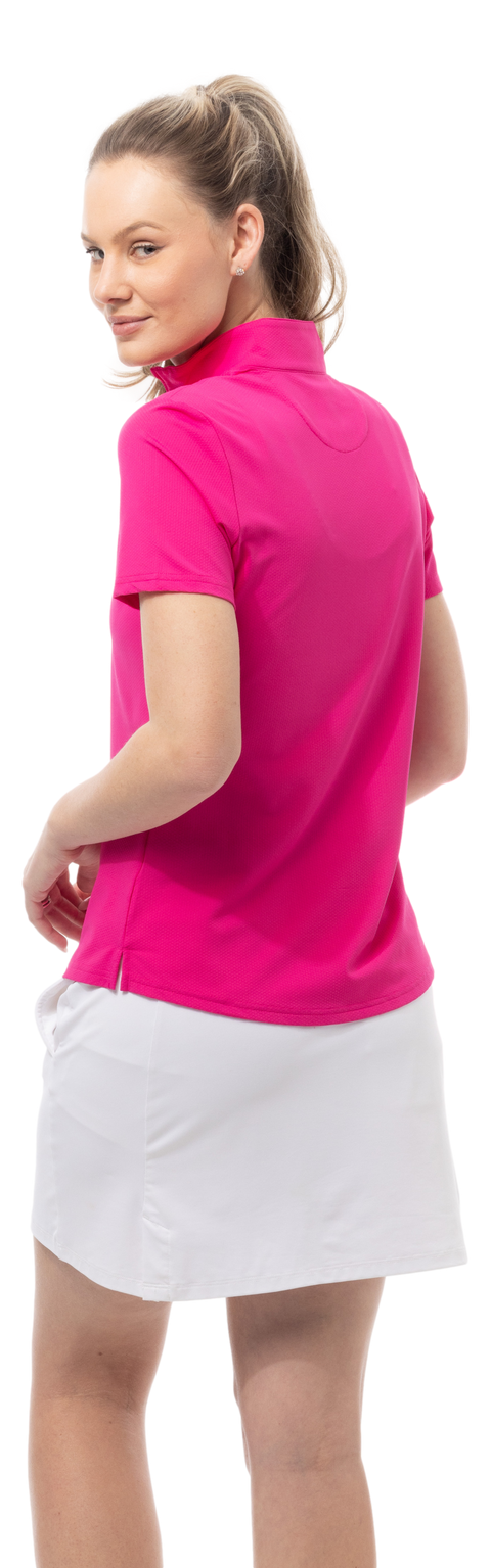 SOLTEKLUX SHORT SLEEVE SOLID MOCK. FUCHSIA. 900628S