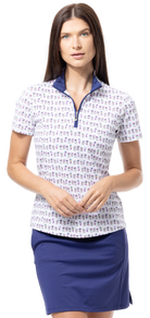 SOLTEK LUX SHORT SLEEVE PRINT MOCK. BAYBREEZE.  900628 - SanSoleil