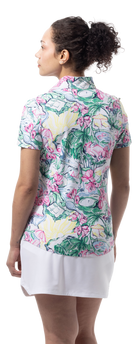 SanSoleil 1/4 Zip Short Sleeve Print Mock. GIRLS TRIP. MULTI. 900628 - SanSoleil