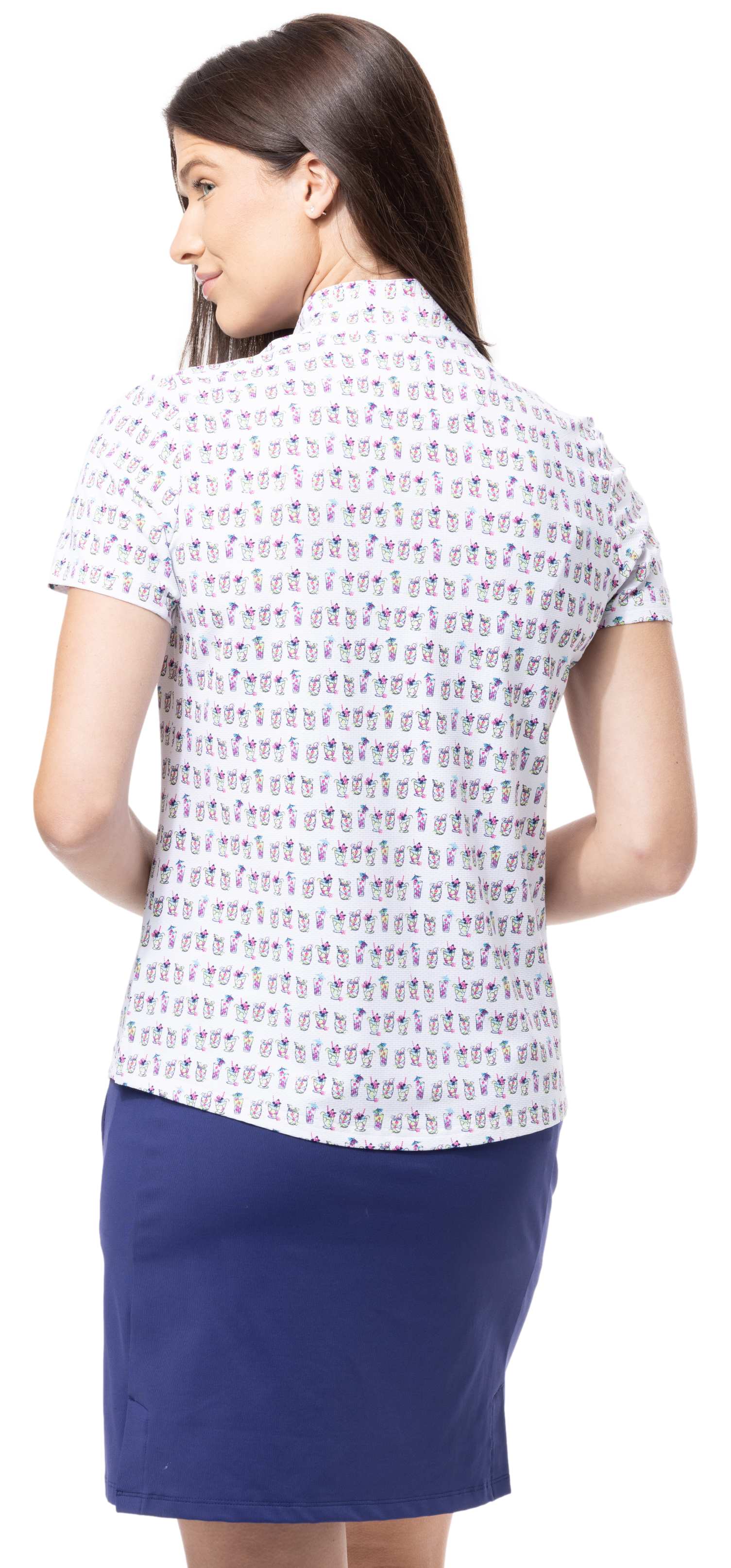 SOLTEK LUX SHORT SLEEVE PRINT MOCK. BAYBREEZE.  900628 - SanSoleil