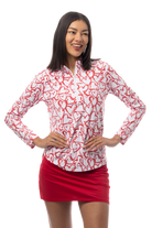 SANSOLEIL COOL ULTRA-MESH ZIP MOCK. AMOUR. RED. 900653 - SanSoleil