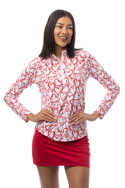 SANSOLEIL COOL ULTRA-MESH ZIP MOCK. AMOUR. RED. 900653