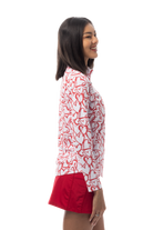 SANSOLEIL COOL ULTRA-MESH ZIP MOCK. AMOUR. RED. 900653 - SanSoleil