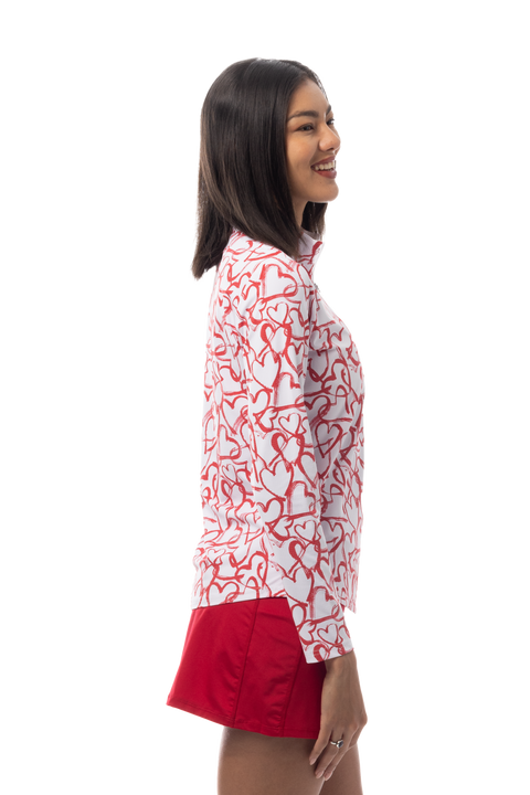 SANSOLEIL COOL ULTRA-MESH ZIP MOCK. AMOUR. RED. 900653