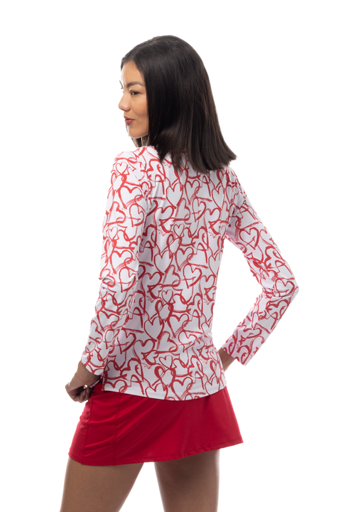 SANSOLEIL COOL ULTRA-MESH ZIP MOCK. AMOUR. RED. 900653