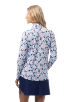 SANSOLEIL COOL ULTRA-MESH ZIP MOCK. PUTTERCUP. BLUE. 900653 - SanSoleil