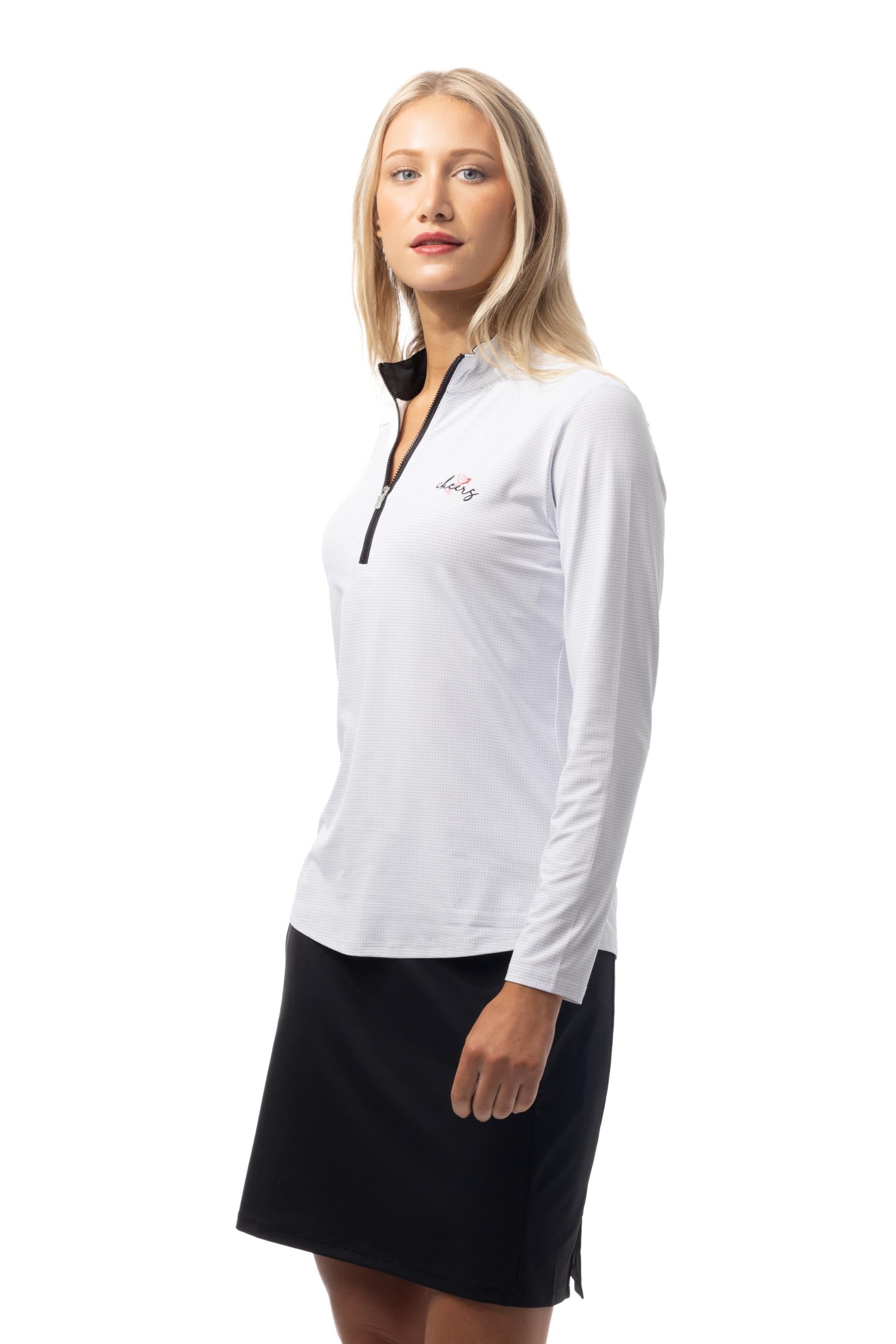 SANSOLEIL 1/4 COOL ULTRA-MESH ZIP MOCK. CHEERS EMB. 900653 - SanSoleil