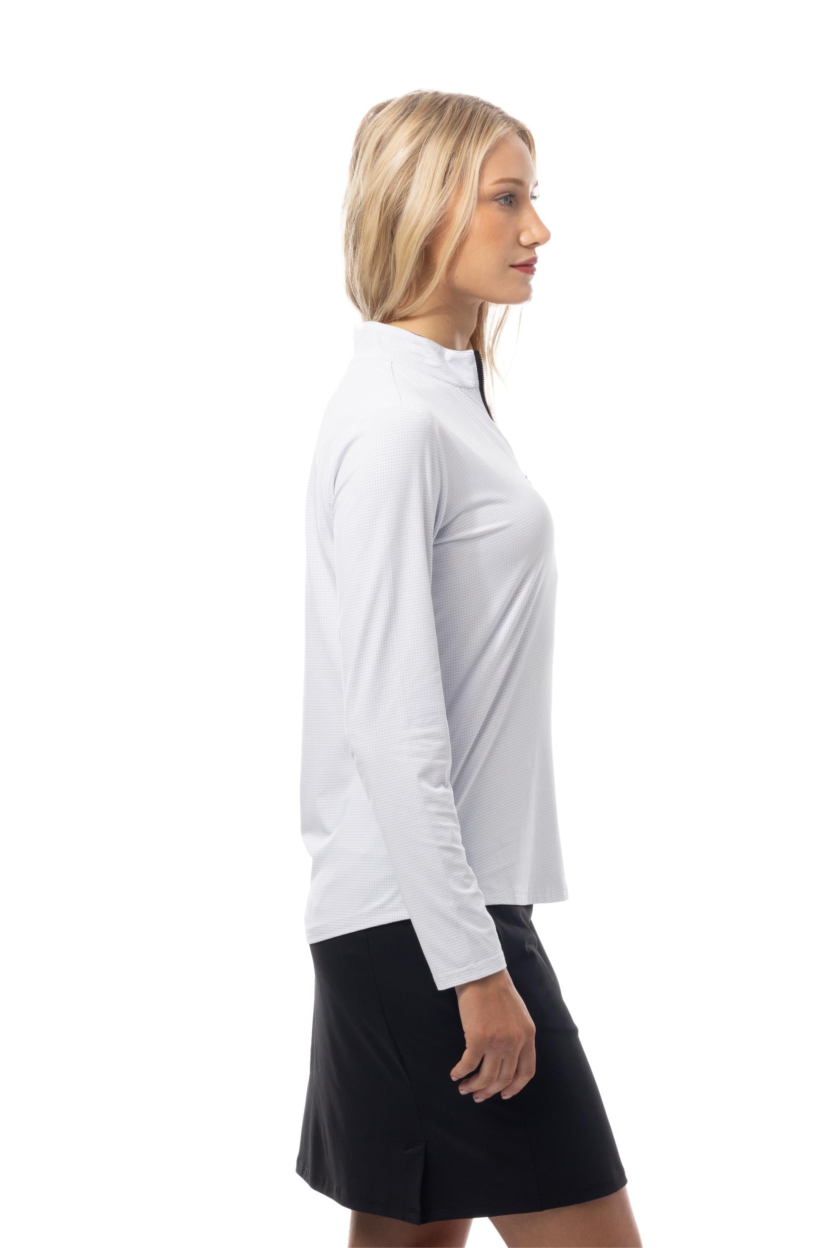 SANSOLEIL 1/4 COOL ULTRA-MESH ZIP MOCK. CHEERS EMB. 900653 - SanSoleil