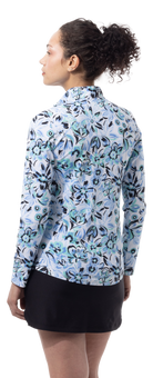 SANSOLEIL COOL ULTRA-MESH ZIP MOCK. DAVINA. BLUE. 900653 - SanSoleil