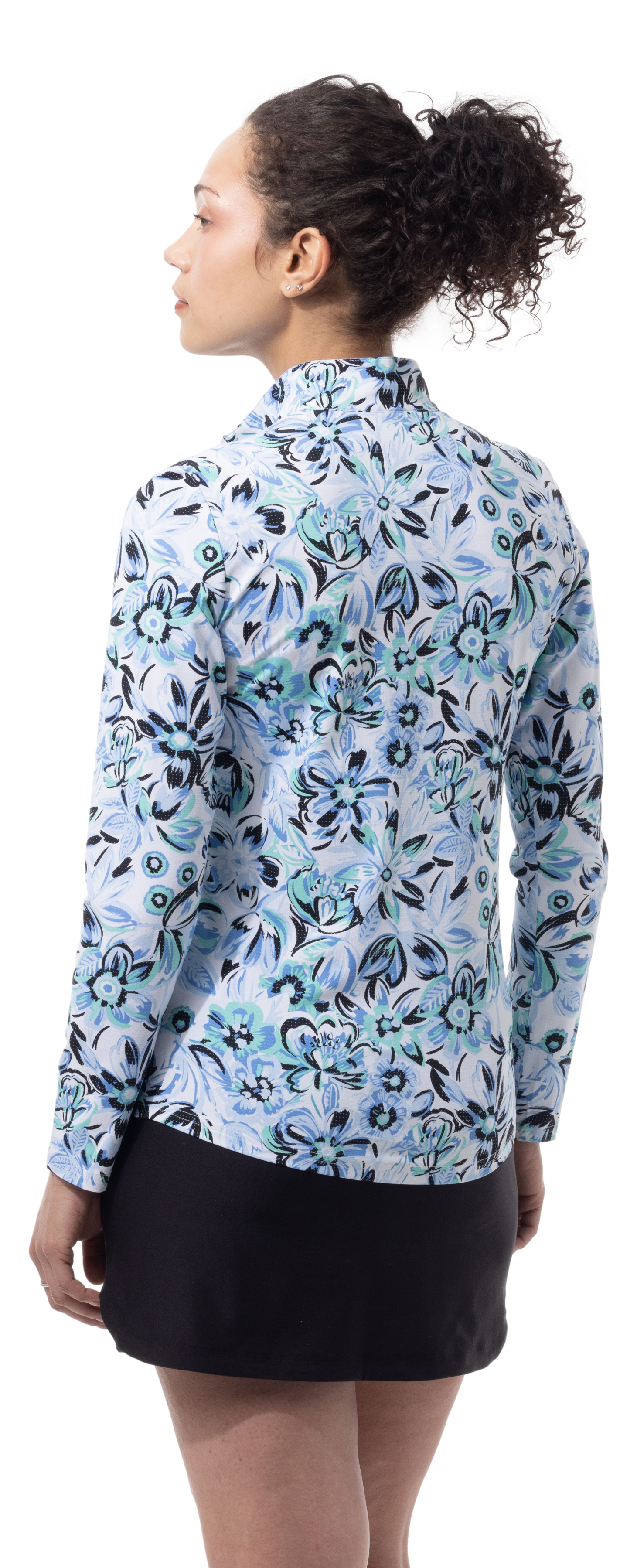 SANSOLEIL COOL ULTRA-MESH ZIP MOCK. DAVINA. BLUE. 900653 - SanSoleil